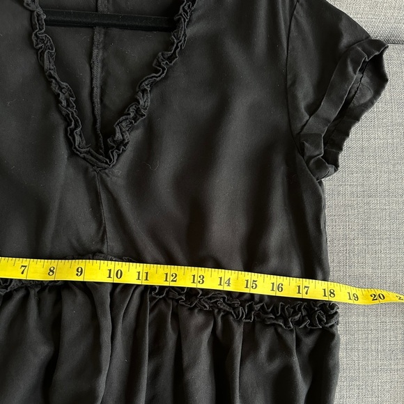 Zara | Black Ruffle Trim Loose Fit Mini Dress - Picture 6 of 8